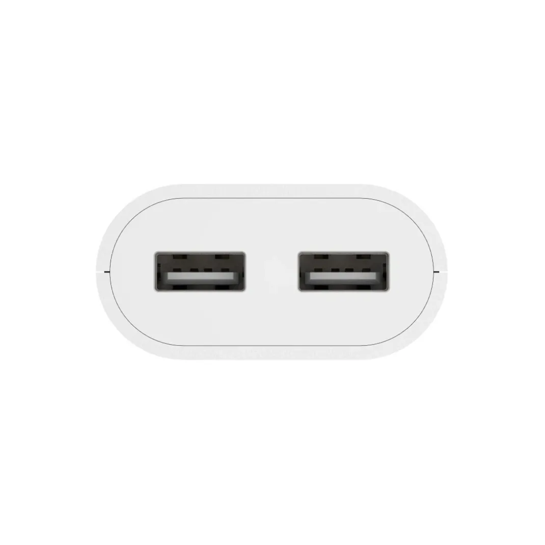 USB-Netzteil mit 1,9 m langem Kabel, 2,4 A, 2x USB-A, Weiß