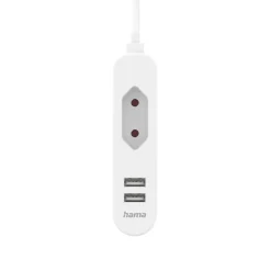 USB-Netzteil mit 1,9 m langem Kabel und Eurobuchse, 2x USB-A, Weiß