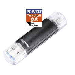 USB-Stick "Laeta Twin", USB 3.2 Gen 1, 64 GB, 40MB/s, Schwarz