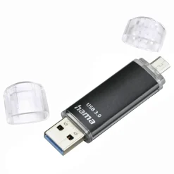 USB-Stick "Laeta Twin", USB 3.2 Gen 1/2.0, 128GB, 40MB/s, Schwarz