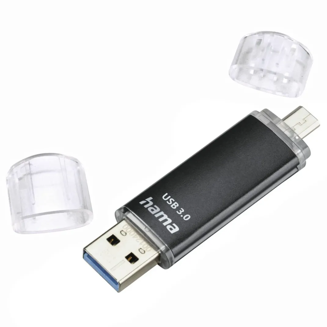 USB-Stick "Laeta Twin", USB 3.2 Gen 1/2.0, 128GB, 40MB/s, Schwarz