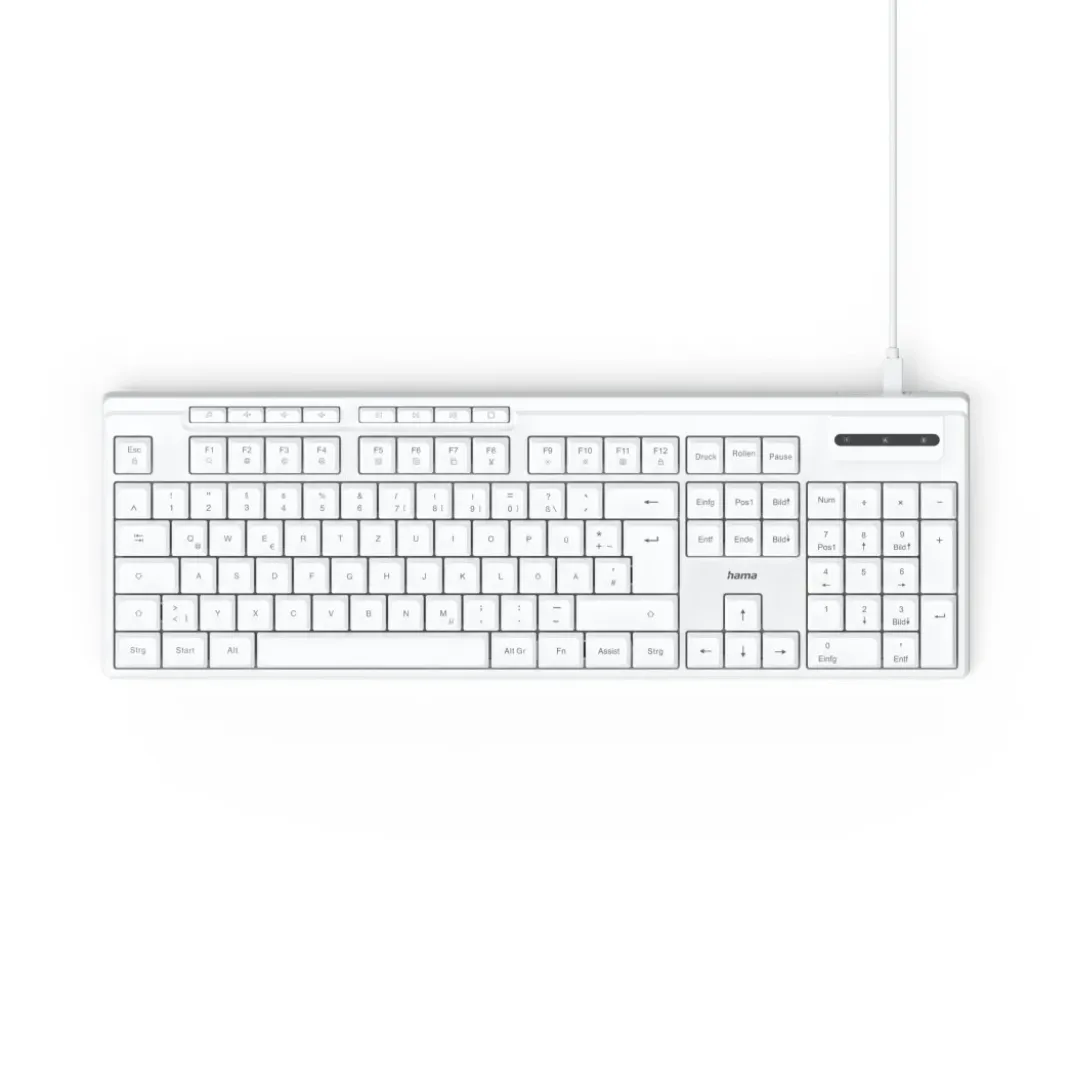 USB-Tastatur "CK-200", kabelgebunden, 8 Media-Tasten, Weiß, QWERTZ DE