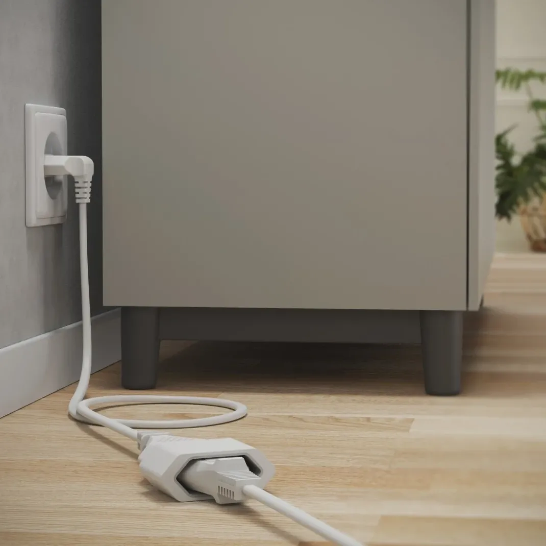 Verlängerungskabel mit gewinkeltem Eurostecker, für innen, 3 m, Weiß