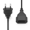 Verlängerungskabel mit gewinkeltem Eurostecker, für innen, 3 m, Schwarz