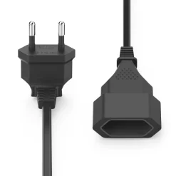 Verlängerungskabel mit gewinkeltem Eurostecker, für innen, 3 m, Schwarz