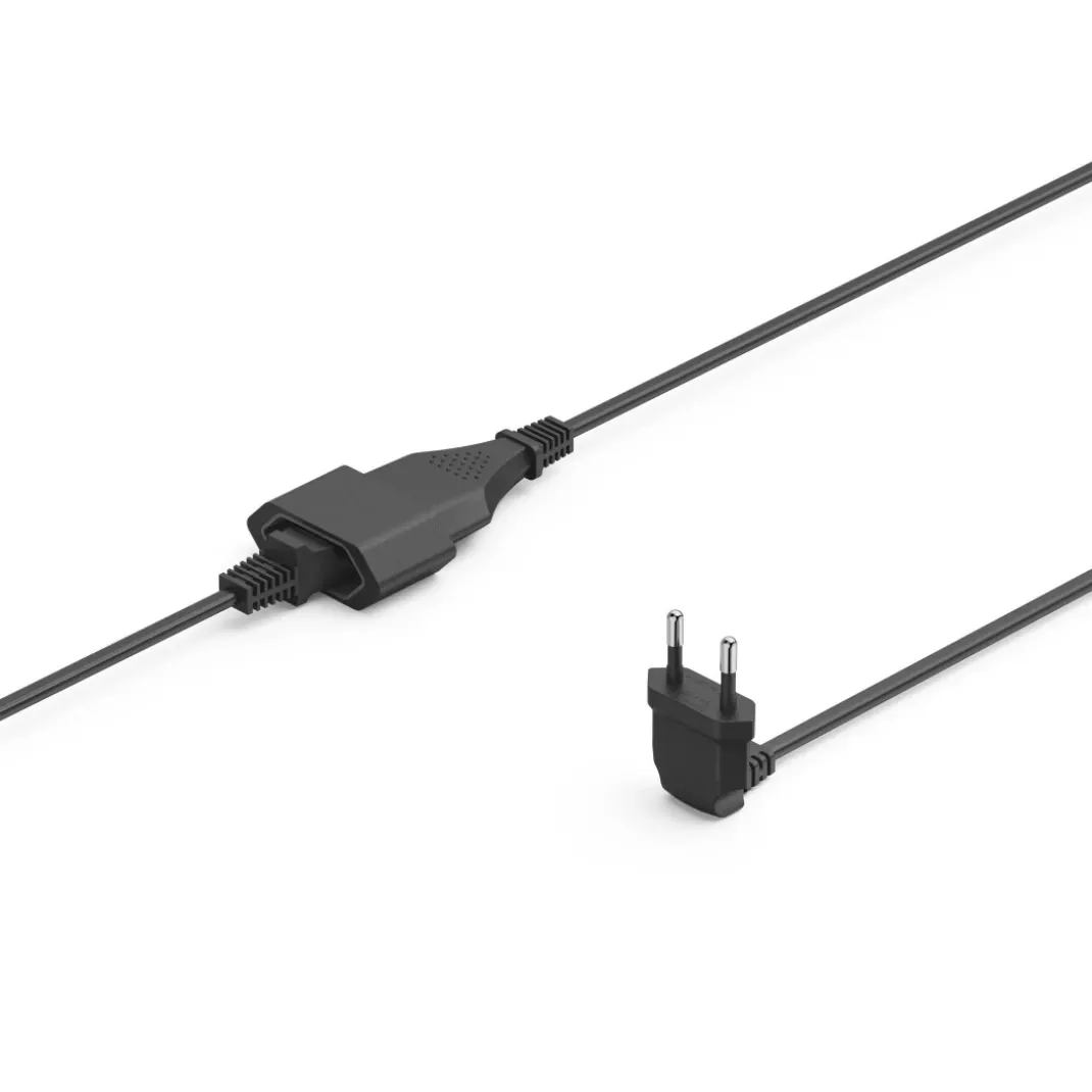 Verlängerungskabel mit gewinkeltem Eurostecker, für innen, 3 m, Schwarz
