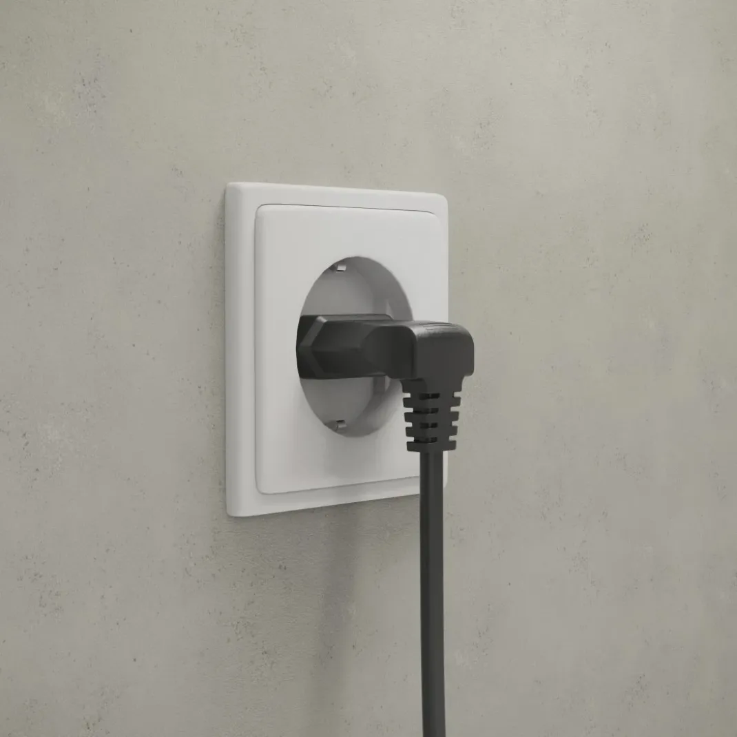 Verlängerungskabel mit gewinkeltem Eurostecker, für innen, 3 m, Schwarz