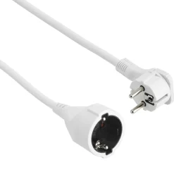 Verlängerungskabel mit Schutzkontakt, Flachstecker, für innen, 3 m, Weiß