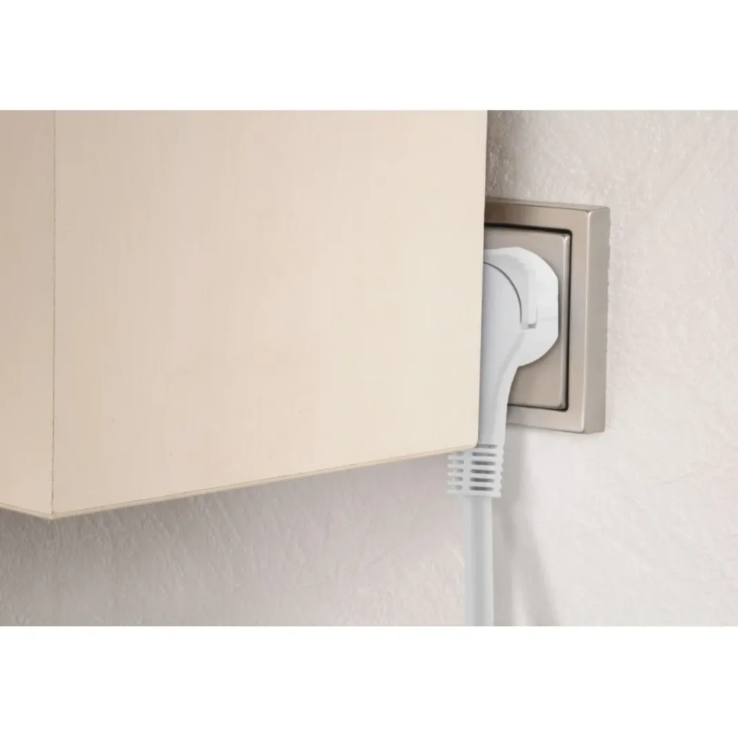 Verlängerungskabel mit Schutzkontakt, Flachstecker, für innen, 3 m, Weiß