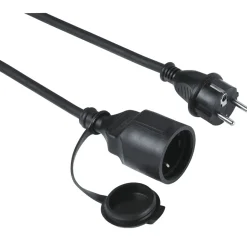 Verlängerungskabel "Outdoor", IP44 für außen, Schutzdeckel, 5 m, Schwarz