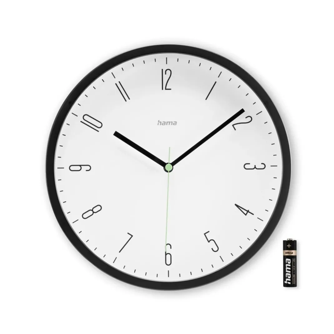 Wanduhr "Capri", Quarzuhr, analog, modern, Ø 25 cm, Schwarz