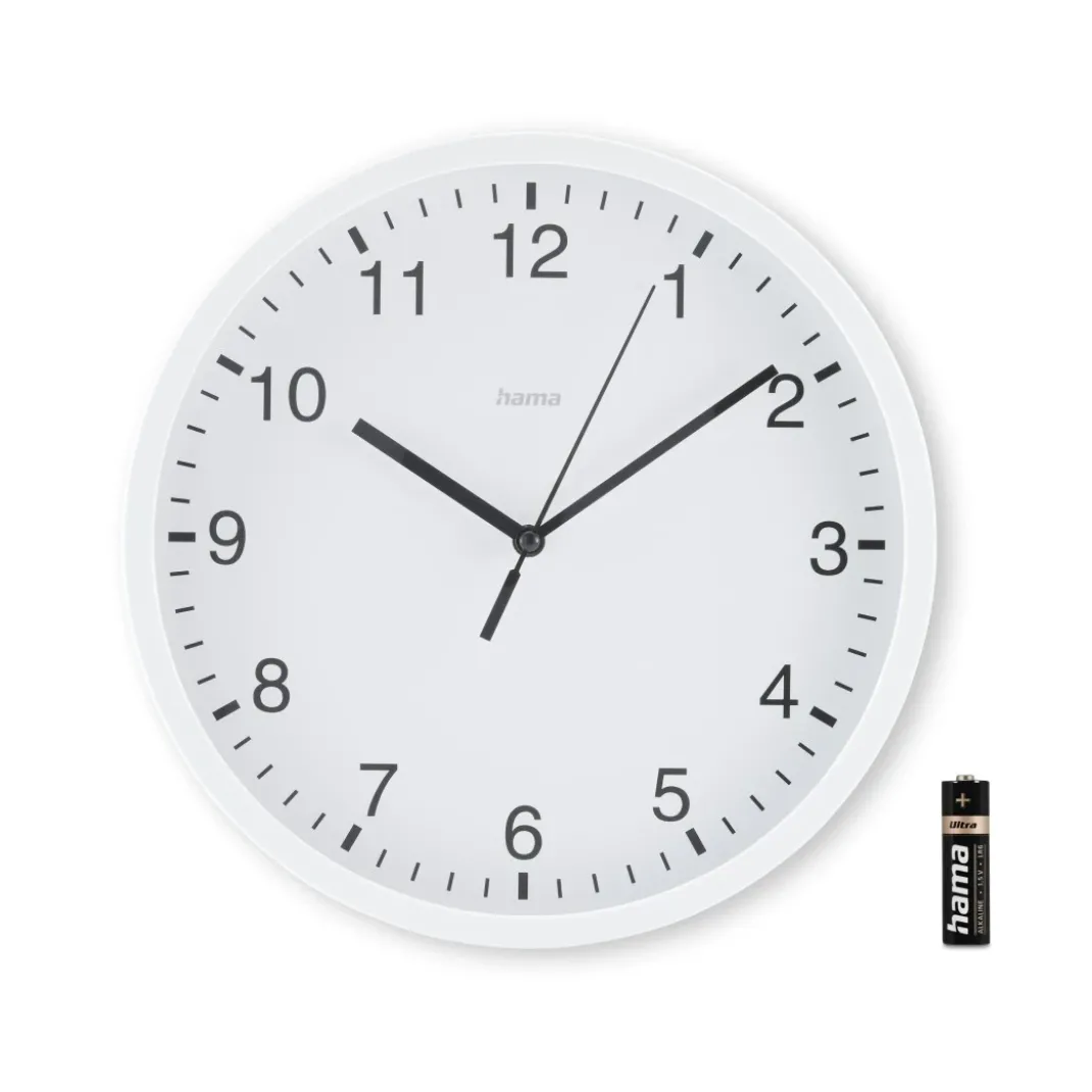 Wanduhr "Elba", Ø 25 cm, ohne Ticken, Weiß