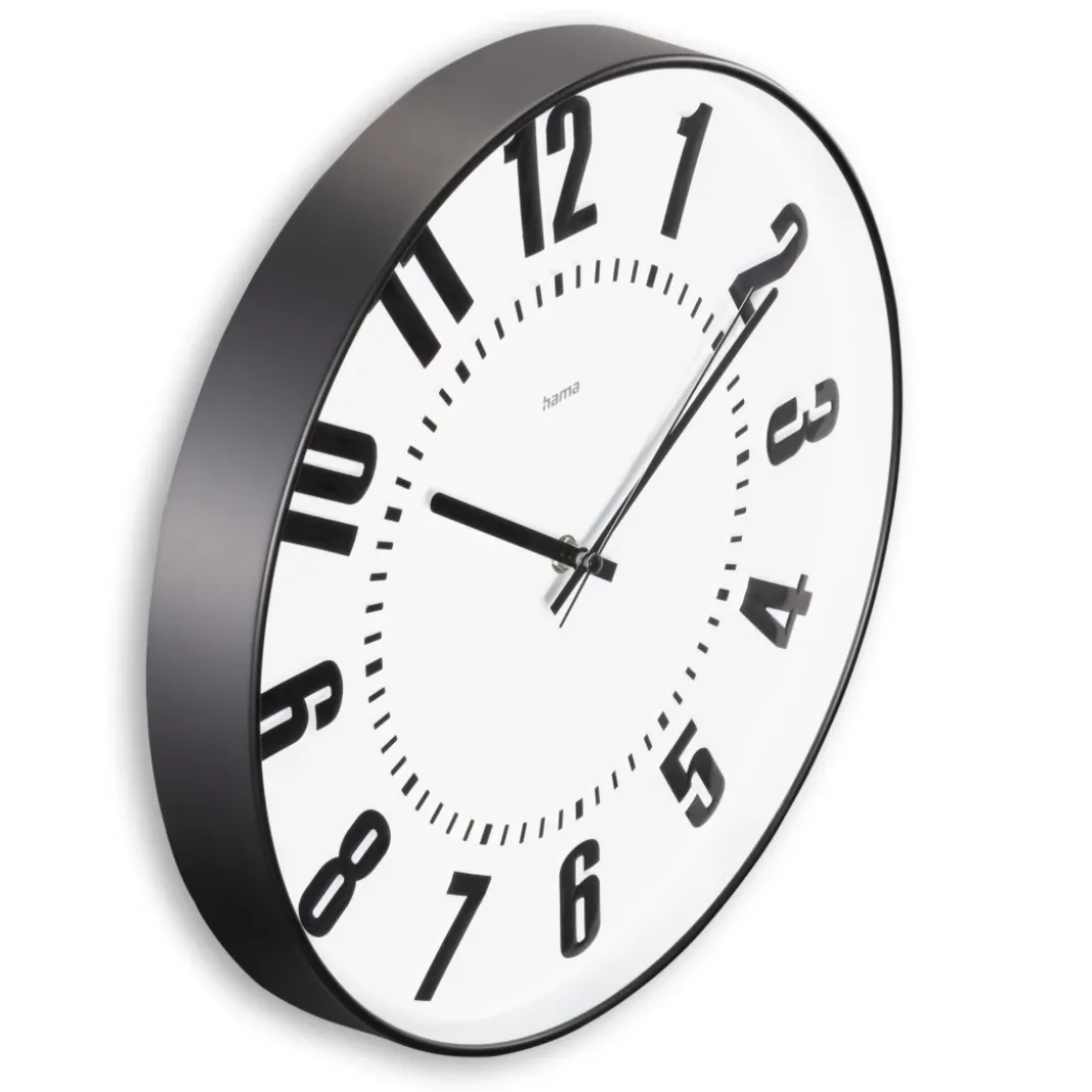 Wanduhr "Formentera", Ø 35 cm, ohne Ticken, Schwarz/Weiß