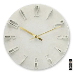 Wanduhr "Korfu", Ø 30 cm, Quarzuhr, analog, 3D-Ziffern, Beige