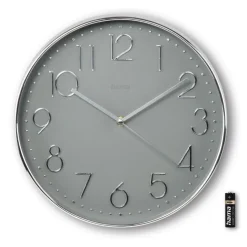 Wanduhr "Korsika", Ø 30 cm, ohne Ticken, Silber/Grau