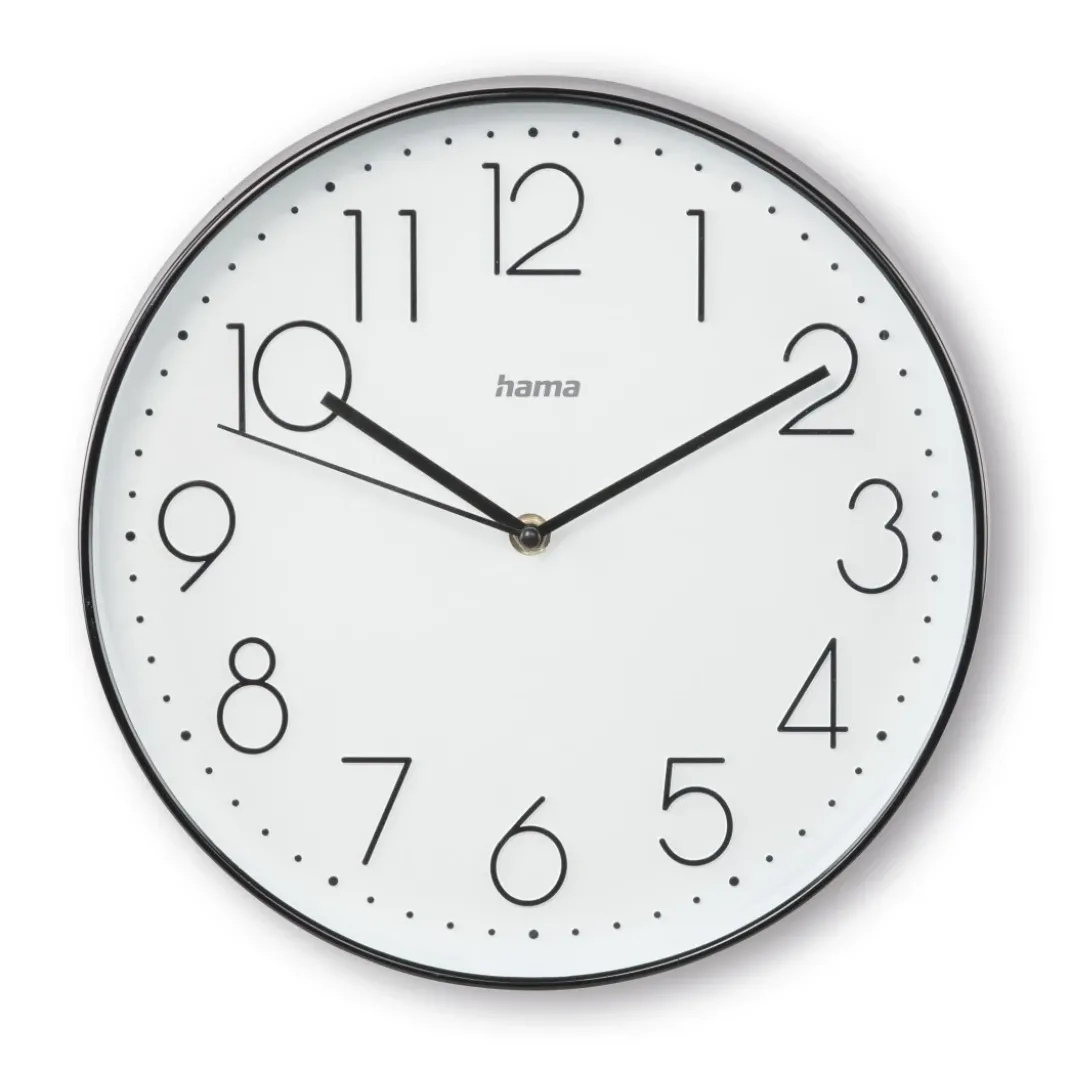 Wanduhr "Korsika", Ø 30 cm, ohne Ticken, Schwarz/Weiß