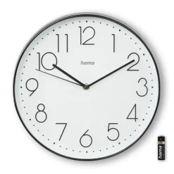 Wanduhr "Korsika", Ø 30 cm, ohne Ticken, Schwarz/Weiß