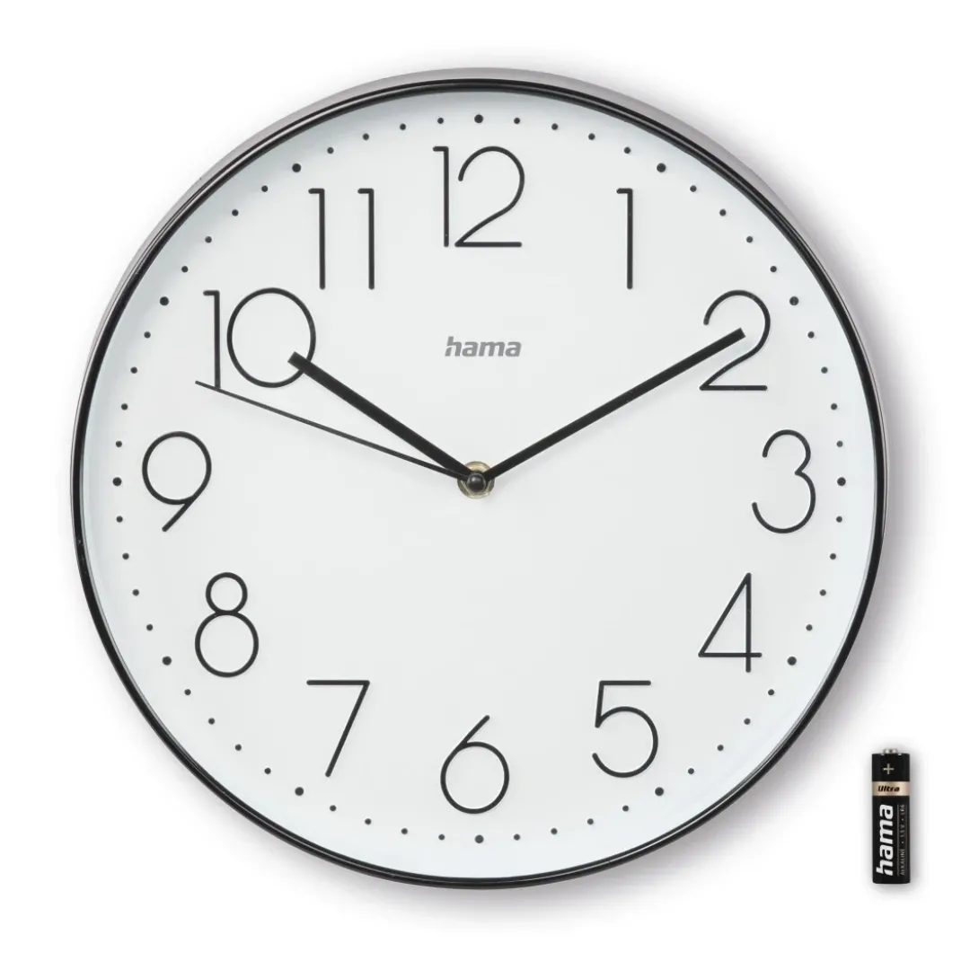 Wanduhr "Korsika", Ø 30 cm, ohne Ticken, Schwarz/Weiß