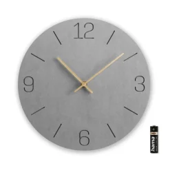 Wanduhr "Kreta", Quarzuhr, analog, MDF, eingravierte Ziffern, Ø 30 cm, Grau