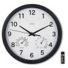 Wanduhr "Malta", Ø 25 cm, mit Thermo-/Hygrometer, ohne Ticken, Schwarz