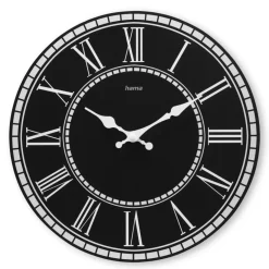 Wanduhr "Rab", Quarzuhr, ohne Ticken, MDF, Vintage, Ø 30 cm, Schwarz