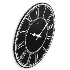 Wanduhr "Rab", Quarzuhr, ohne Ticken, MDF, Vintage, Ø 30 cm, Schwarz