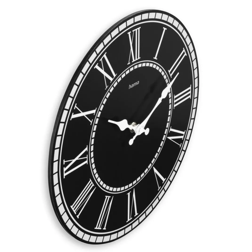 Wanduhr "Rab", Quarzuhr, ohne Ticken, MDF, Vintage, Ø 30 cm, Schwarz