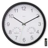 Wanduhr "Santorini", ohne Ticken, m. Thermo- u. Hygrometer, Ø 30cm, Schwarz