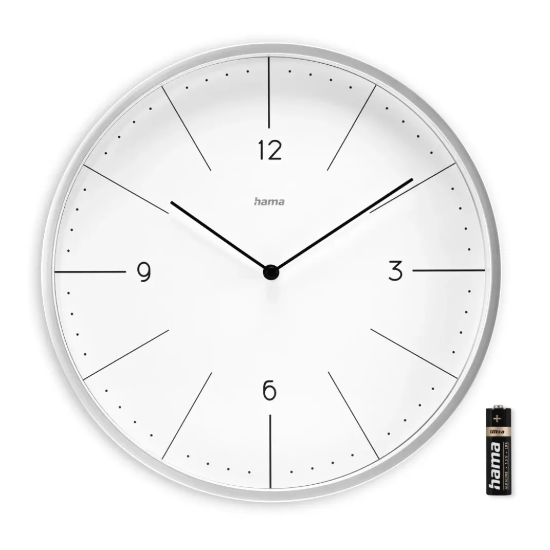 Wanduhr "Sardinien", Quarzuhr, ohne Ticken, analog, Ø 30 cm, Grau