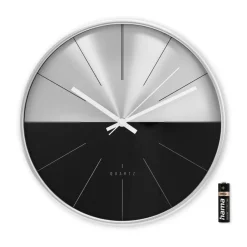 Wanduhr "Sizilien", Quarzuhr, ohne Ticken, analog, Ø 30 cm, Schwarz/Silber