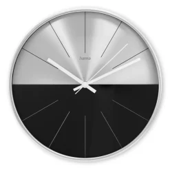 Wanduhr "Sizilien", Quarzuhr, ohne Ticken, analog, Ø 30 cm, Schwarz/Silber
