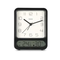 Wecker "Pag", mit Thermometer/Hygrometer, ohne Ticken, Schwarz