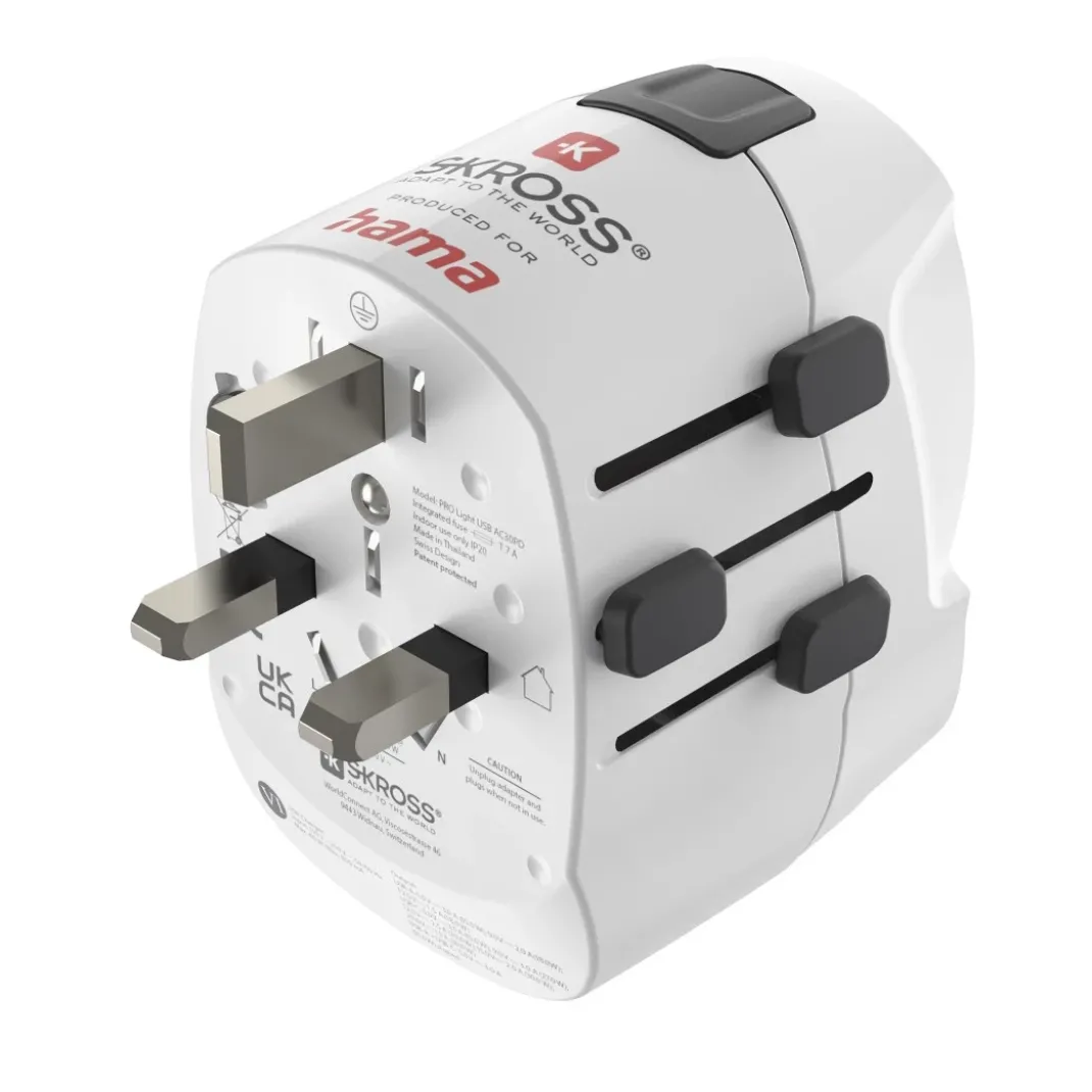 Weltreiseadapter "Pro Light AC 30PD", 3-polig, 1x USB-C, 1x USB-A, 30 W