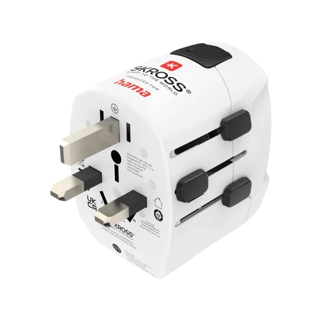 Weltreisestecker "World Travel Pro Light USB World", 3-polig, 2x USB