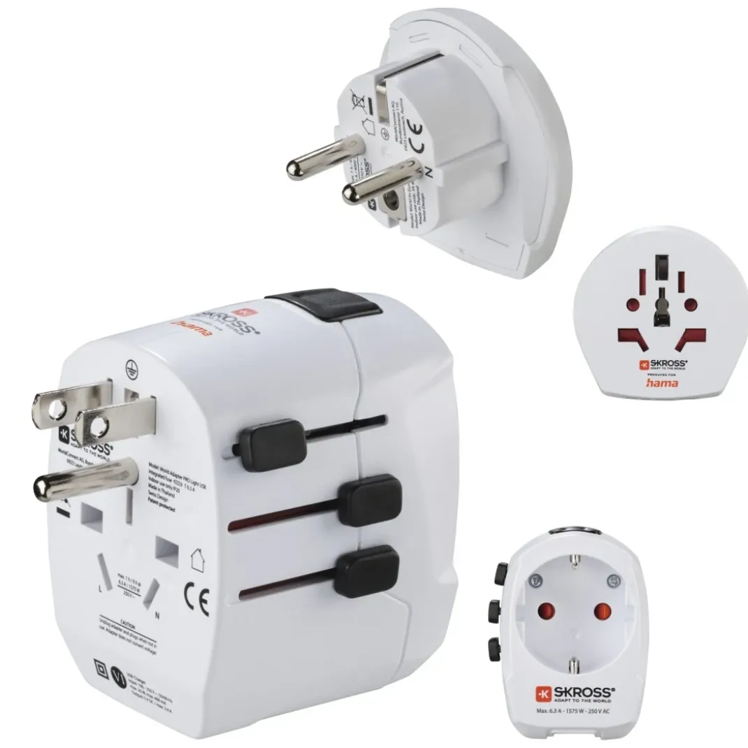 Weltreisestecker "World Travel Pro Light USB World", 3-polig, 2x USB
