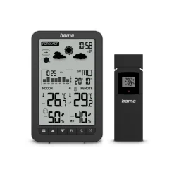 Wetterstation "Ko Samui", mit Außensensor, Funk, Wecker, Schwarz