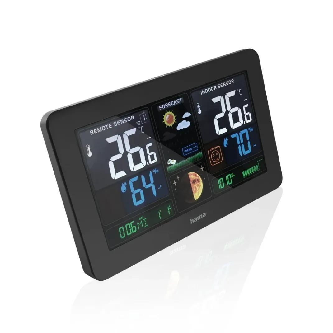 Wetterstation "Premium", mit LED-Farbdisplay und USB-Ladefunktion