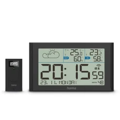 Wetterstation "Sylt", mit Außensensor, Funk, Wecker, Schwarz
