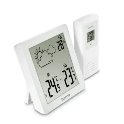 Wetterstation "Zakynthos", Thermometer, Hygrometer, mit Außensensor, Weiß