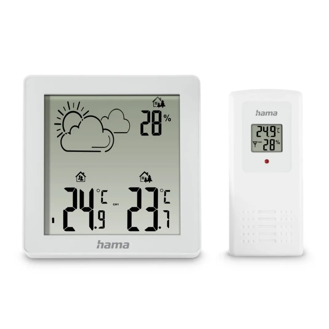 Wetterstation "Zakynthos", Thermometer, Hygrometer, mit Außensensor, Weiß