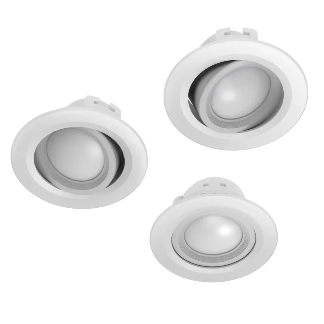 WLAN LED-Einbauspot, 5W, per Sprache/App steuern, verstellbar, 3 St., Weiß